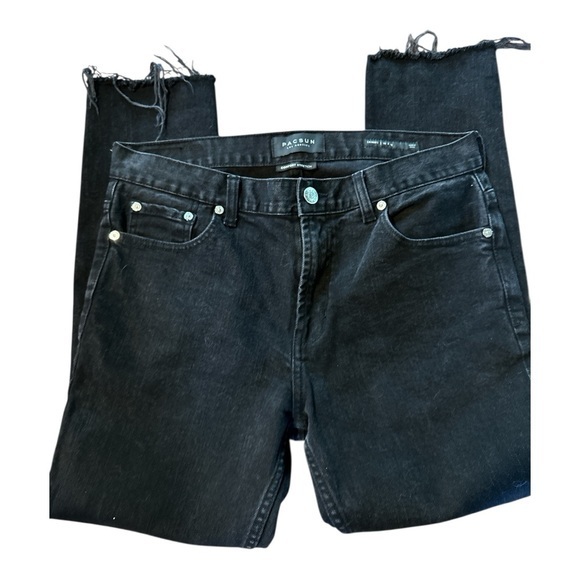 PacSun Denim - PacSun Black Straight Leg Jeans with Raw Hems